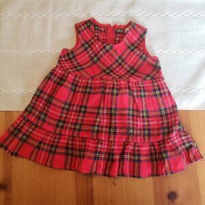 Baby Girl Vintage Red Plaid Dress Holiday 80s 70s Cottagecore Boho Christmas